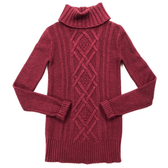 J. Crew Cambridge Cable Turtleneck Sweater Wool Blend Berry Red XXXS - Picture 1 of 10